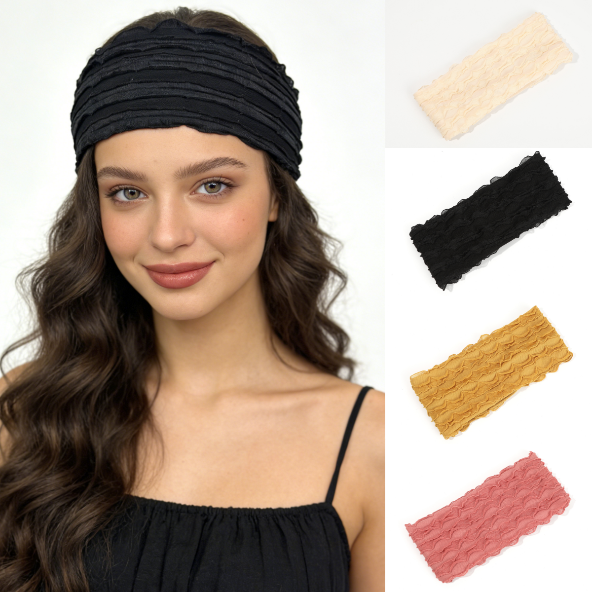 Headband Summer Knit - Elastic Knitted Lace Hairband Breathable Lightweight