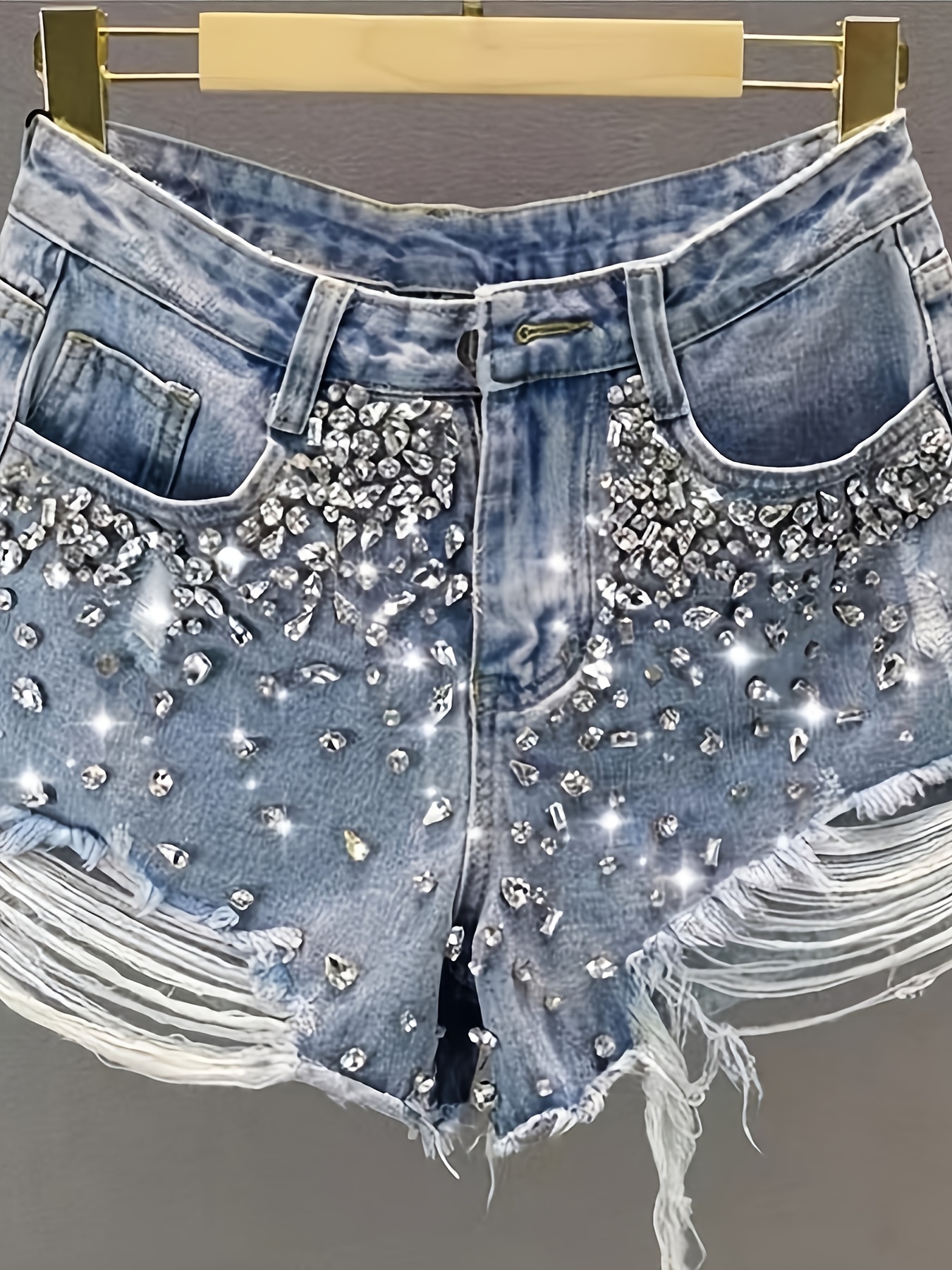 Hot girl style rhinestone ripp - Shorts Denim Frayed recension och pris