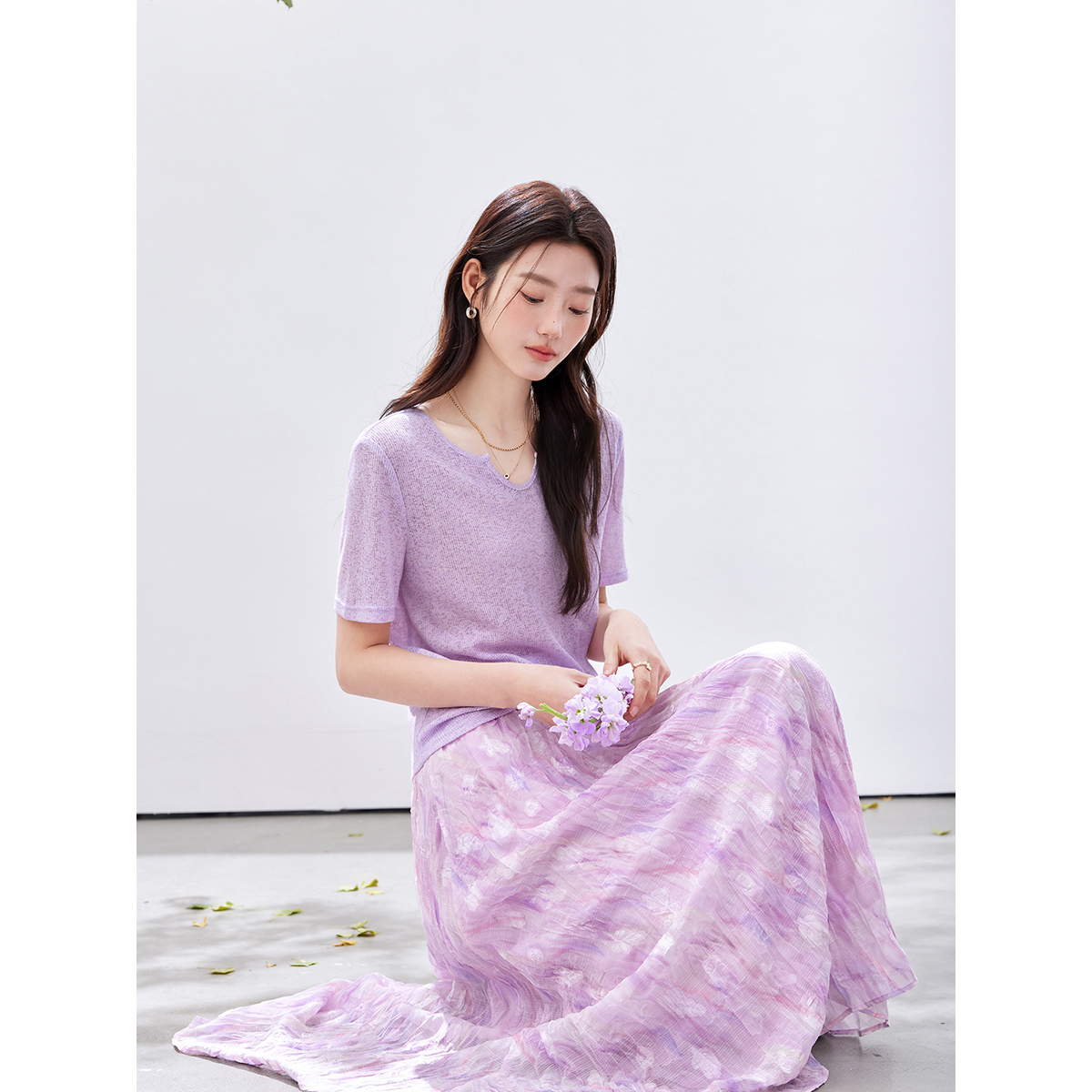 VIMLY Women's Purple Floral Pr - Midi Skirt Floral recension och pris