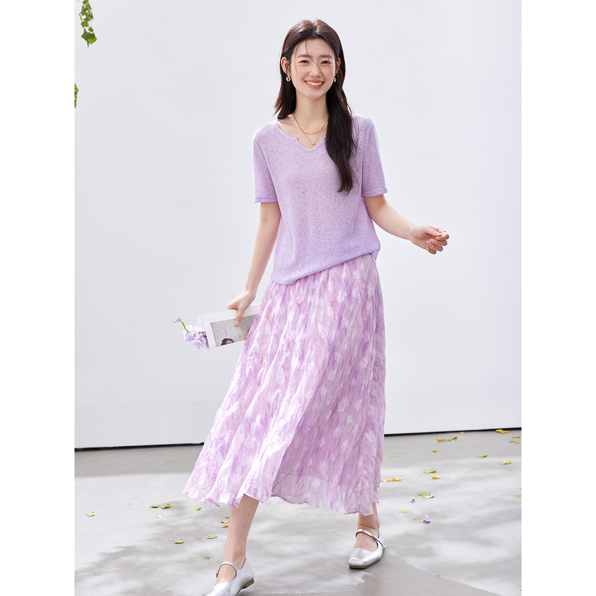 VIMLY Women's Purple Floral Pr - Midi Skirt Floral recension och pris