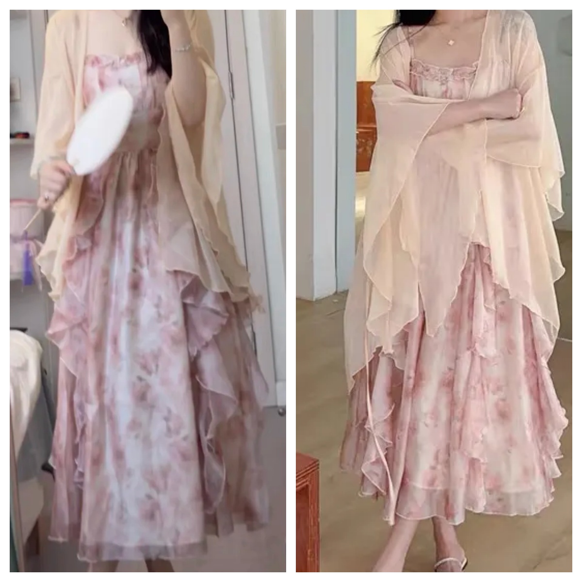 Women Watercolor Peach Floral  - Kimono Sheer Floral recension och pris