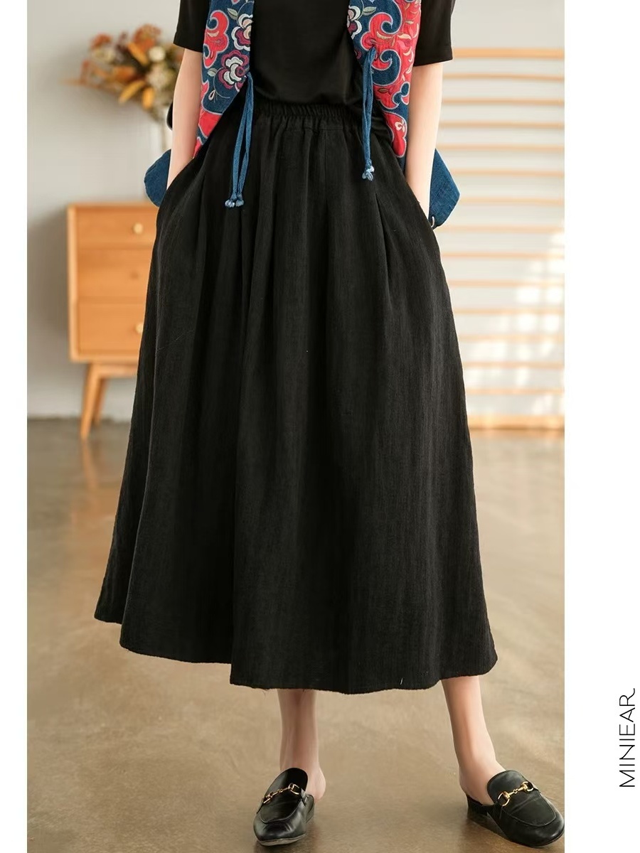New 2025 Autumn Pure Color Flo - Midi Skirt Floral recension och pris