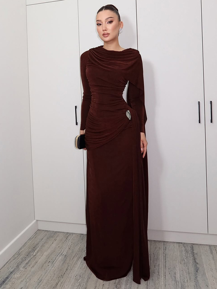 Kliou Ruched Elegant Long Dres - Linen Dress Wrap recension och pris