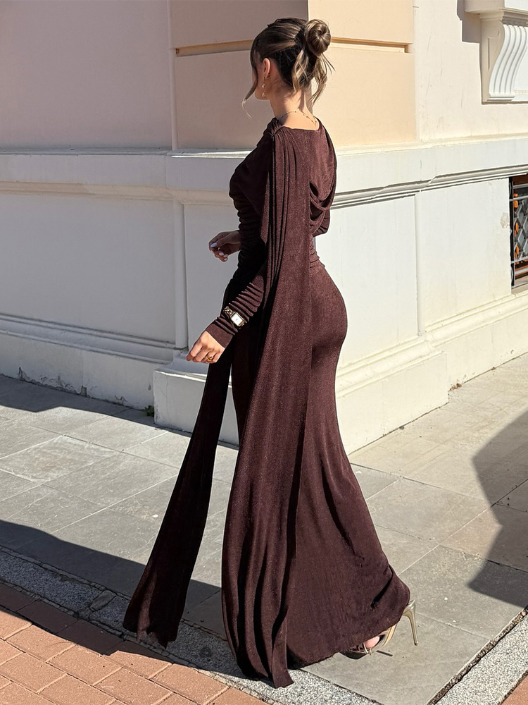 Kliou Ruched Elegant Long Dres - Linen Dress Wrap recension och pris
