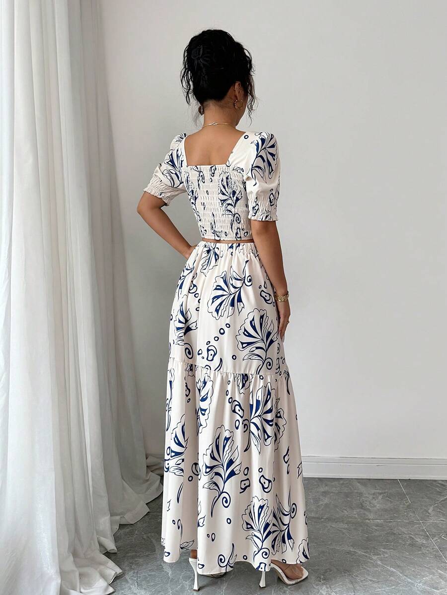 Floral Print Women 2Pcs Outfit - Romper Floral Print recension och pris