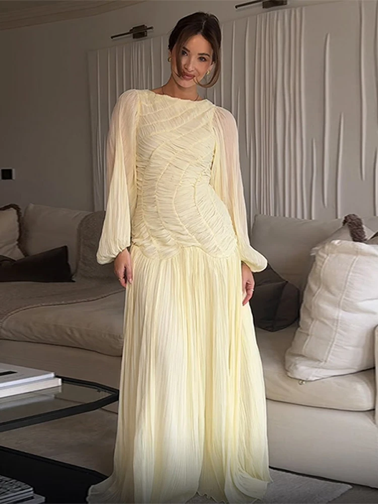 BWQ Elegant Chiffon Pleated Lo - Linen Dress Wrap recension och pris