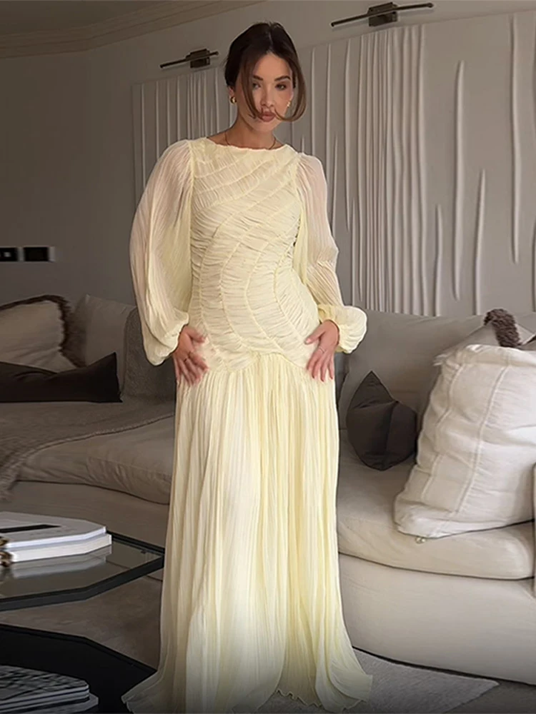 BWQ Elegant Chiffon Pleated Lo - Linen Dress Wrap recension och pris