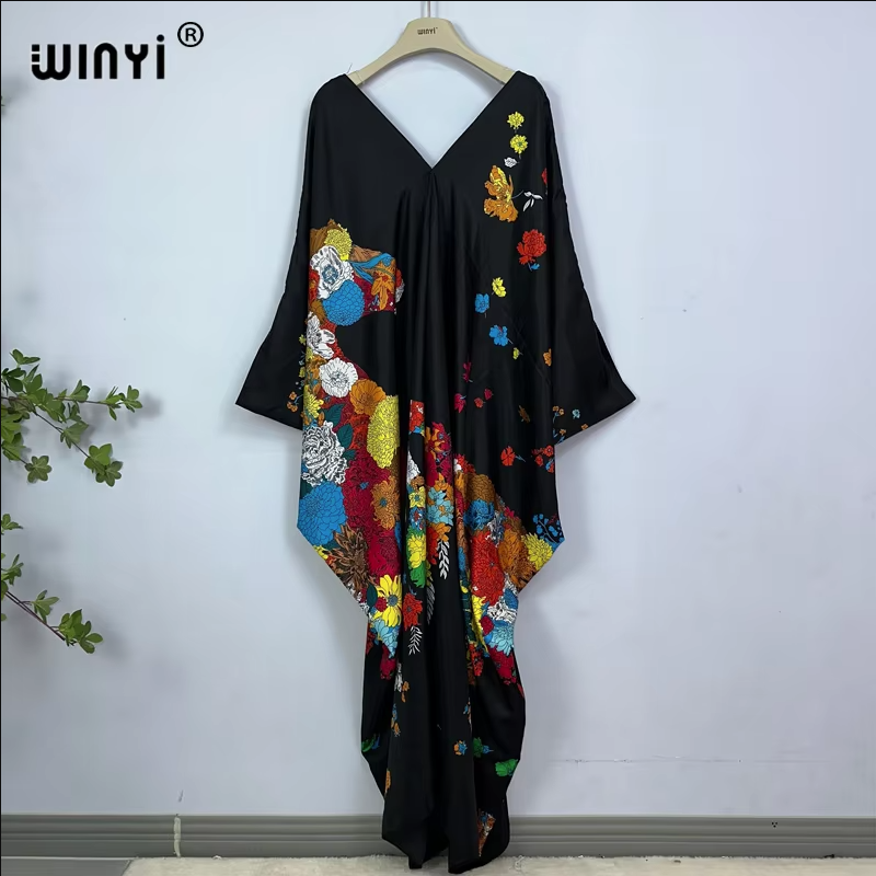 WINYI print summer maxi dress  - Cover Up Kaftan recension och pris