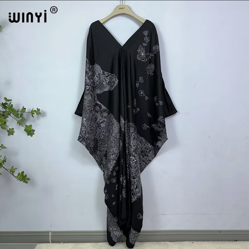WINYI print summer maxi dress  - Cover Up Kaftan recension och pris