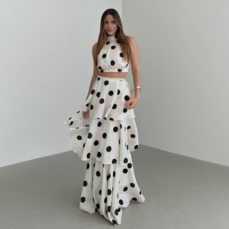 Vintage Polka Dot Matching Set - Crop Top Crochet recension och pris