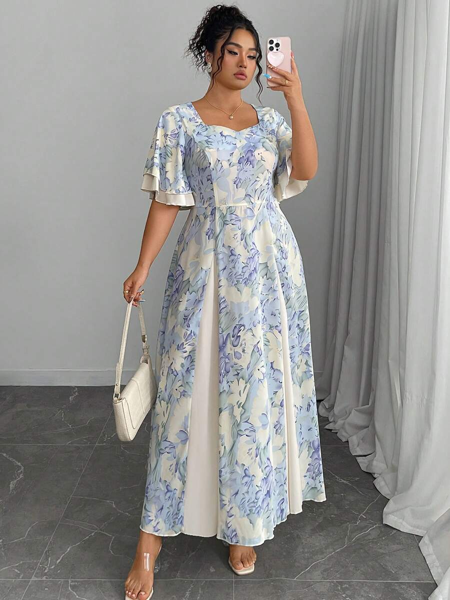 Plus Size Floral Print Square  - Midi Skirt Floral recension och pris