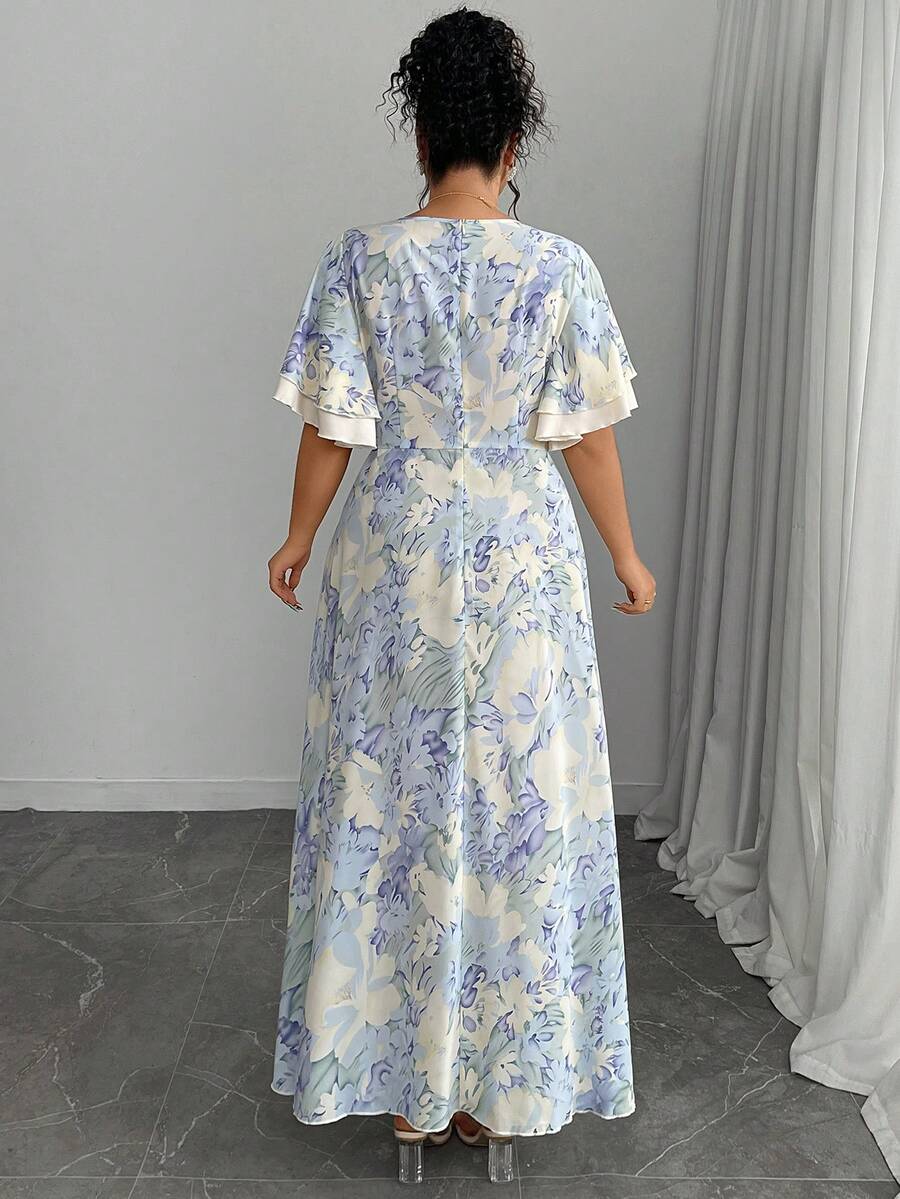 Plus Size Floral Print Square  - Midi Skirt Floral recension och pris