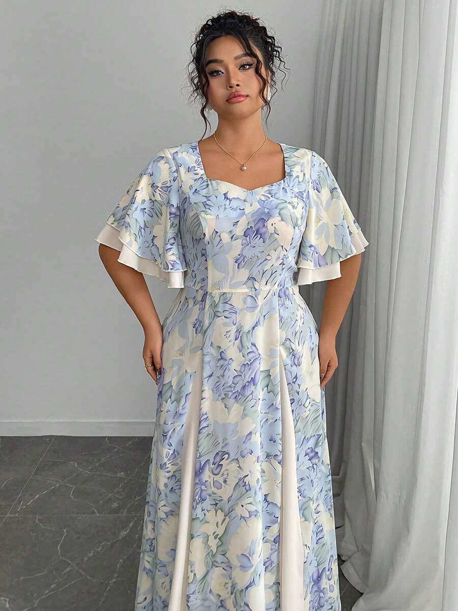 Plus Size Floral Print Square  - Midi Skirt Floral recension och pris