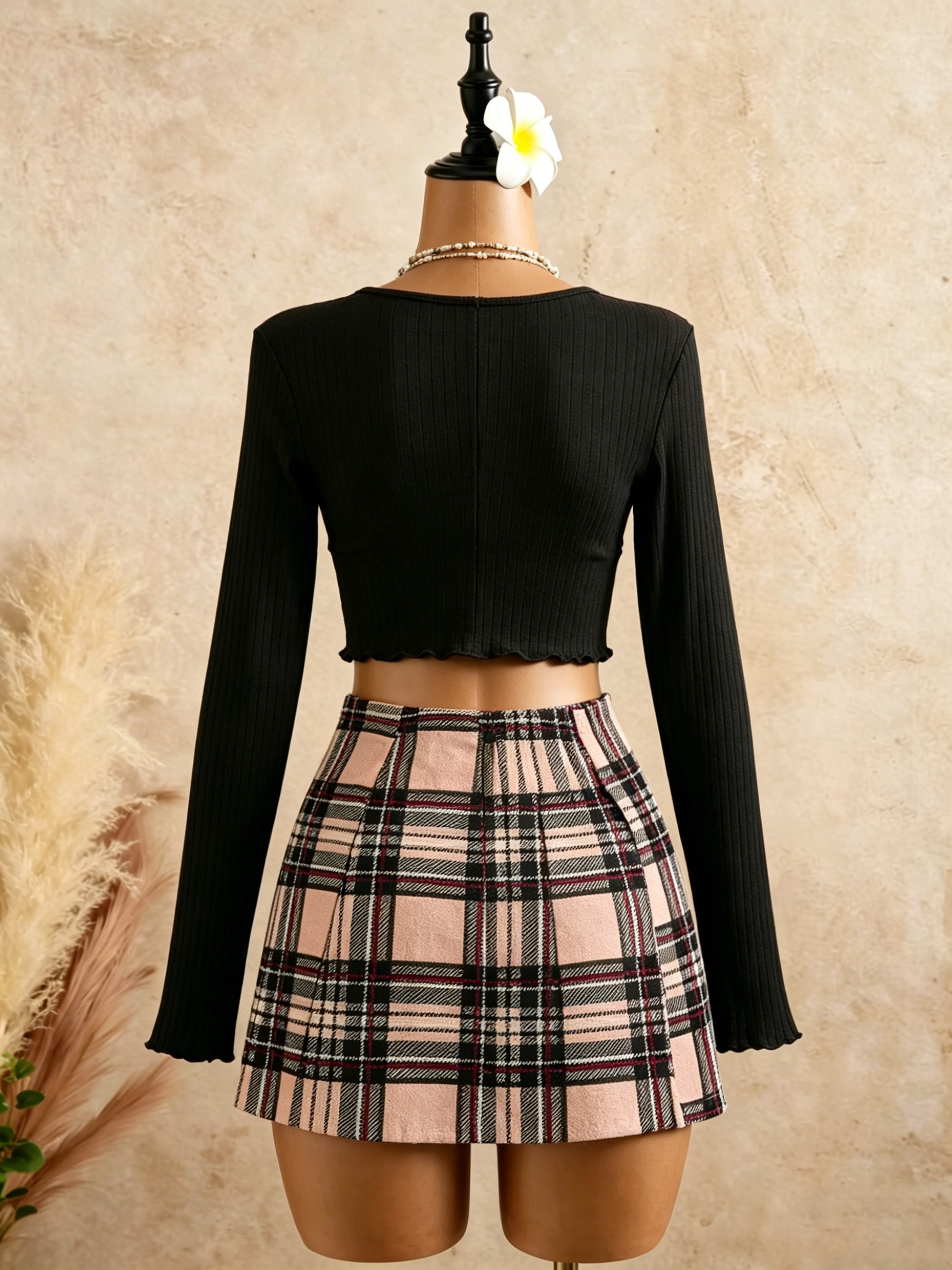 Women Black Wrap V Neck Ruffle - Crop Top Crochet recension och pris
