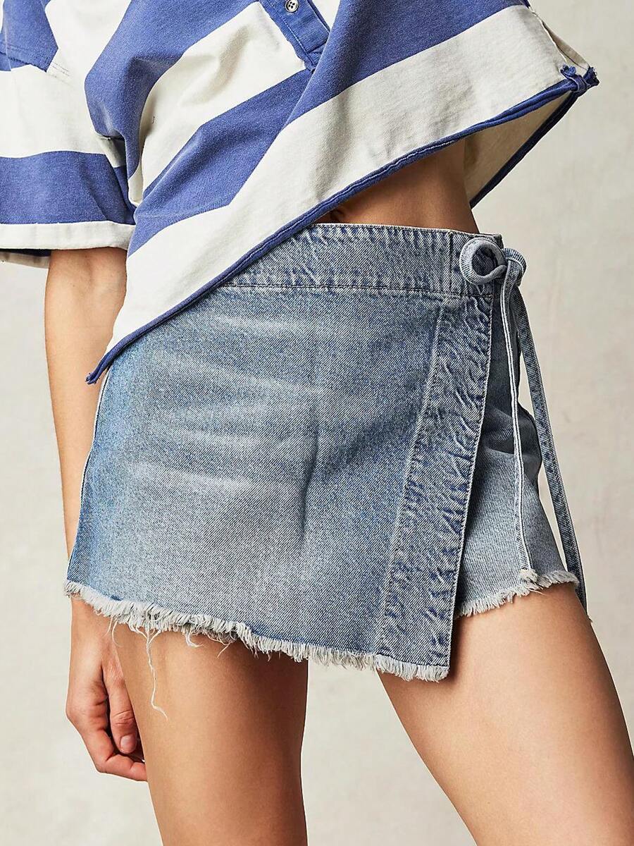 Women Denim Mini Skirt High Wa - Shorts Denim Frayed recension och pris