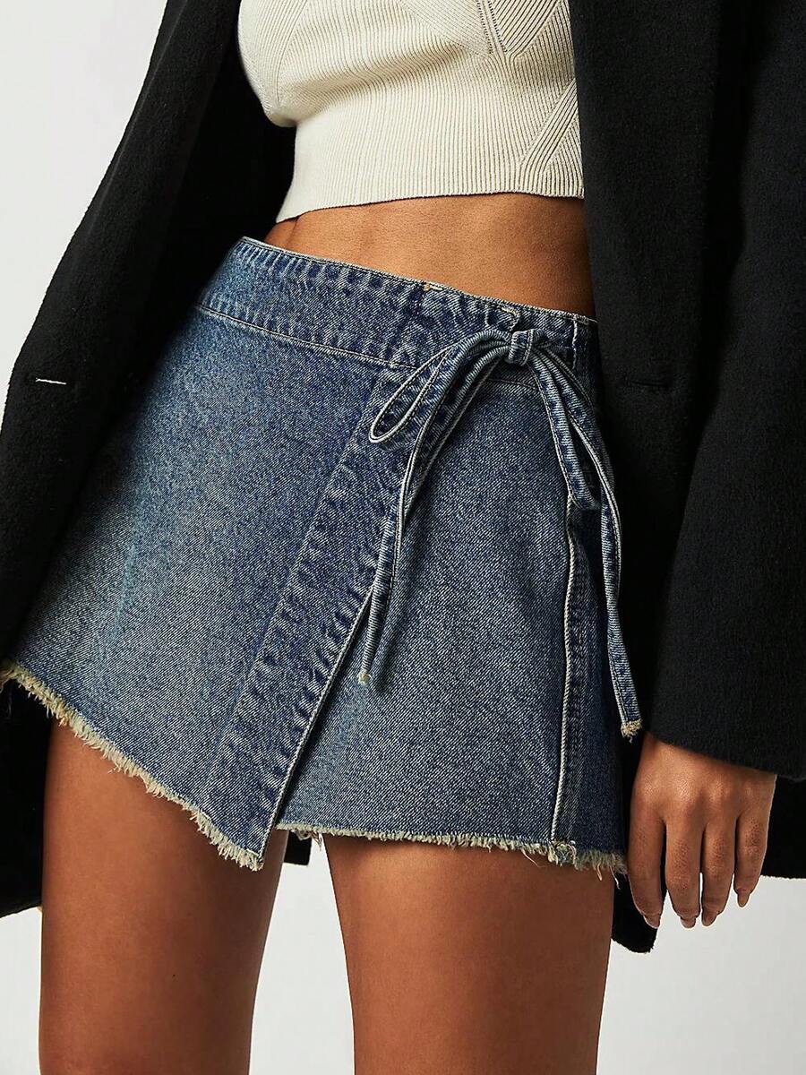 Women Denim Mini Skirt High Wa - Shorts Denim Frayed recension och pris
