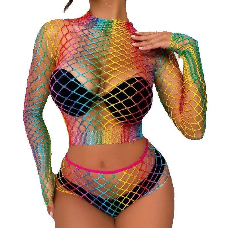 Sexy Rainbow Mesh Lingerie Set - Bralette Triangle Set recension och pris