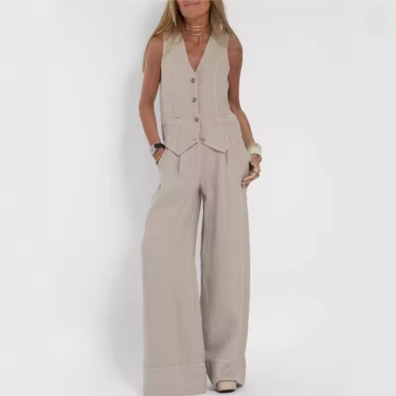 Womens Cotton Linen 2 Piece Se - Linen Pant Wide recension och pris