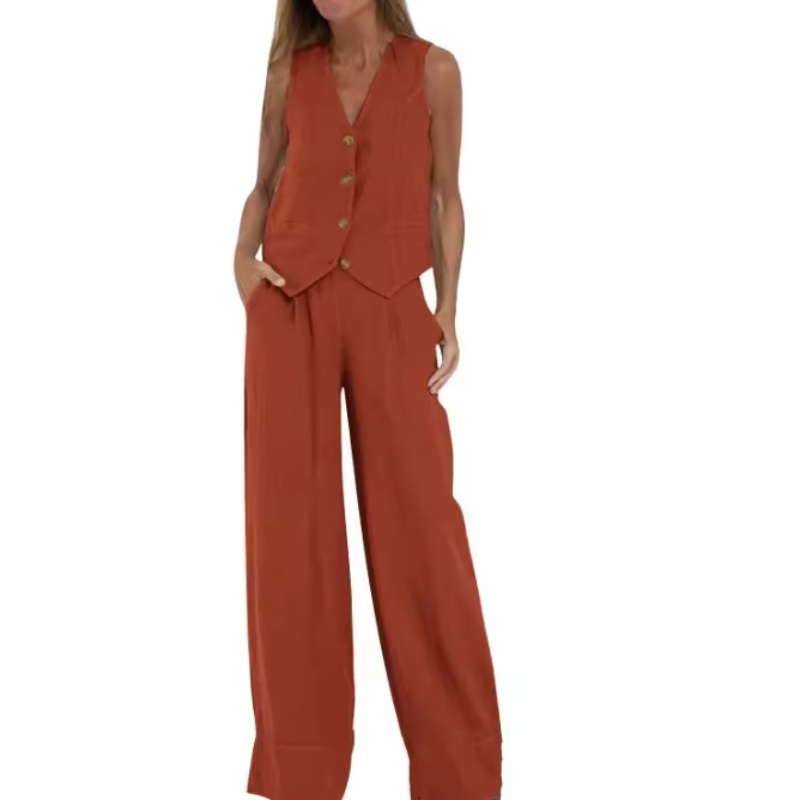 Womens Cotton Linen 2 Piece Se - Linen Pant Wide recension och pris