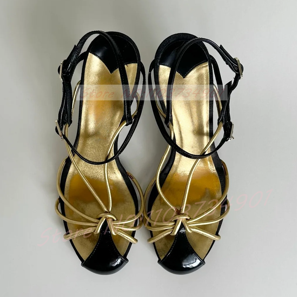 Gold Caged Strappy Knot Sandal - Sandal Strappy Heeled recension och pris