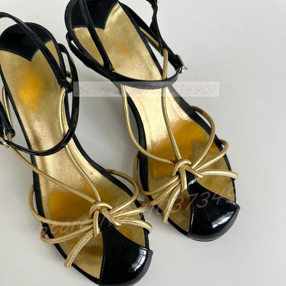 Gold Caged Strappy Knot Sandal - Sandal Strappy Heeled recension och pris