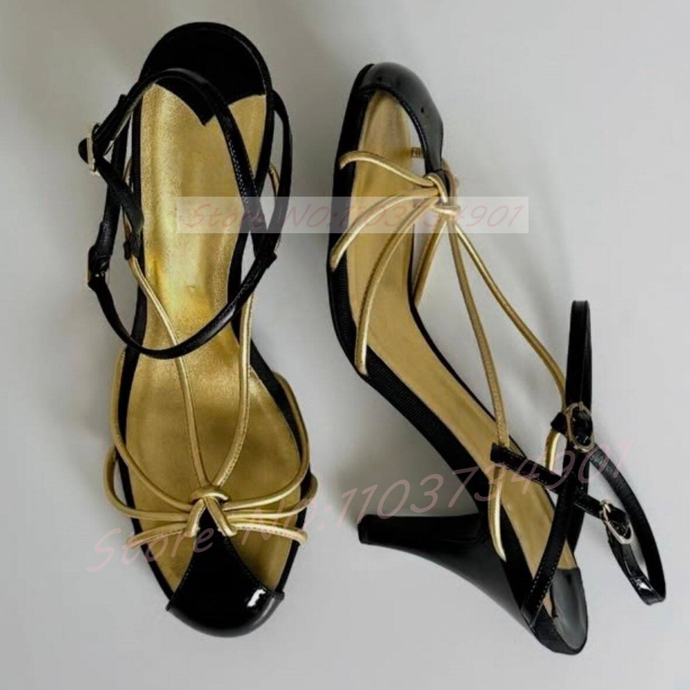 Gold Caged Strappy Knot Sandal - Sandal Strappy Heeled recension och pris