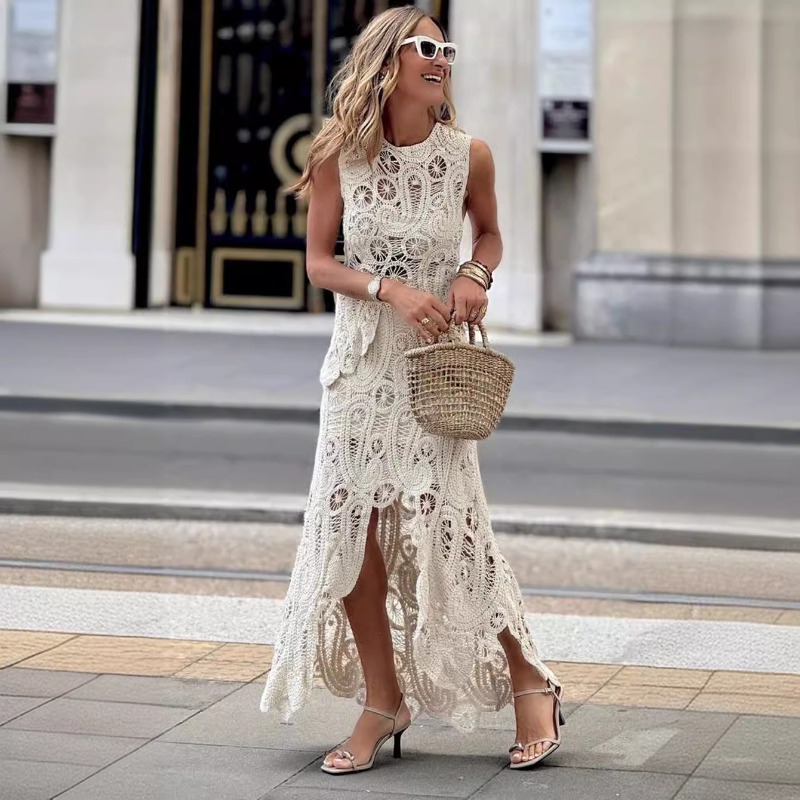 Elegant White 2 Piece Crochet  - Crop Top Crochet recension och pris